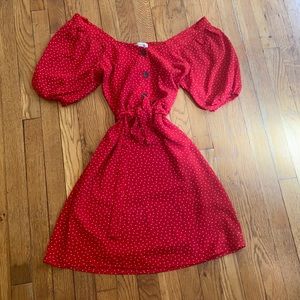 Flirty Vintage Inspired Red Dress with White Polka-Dots
